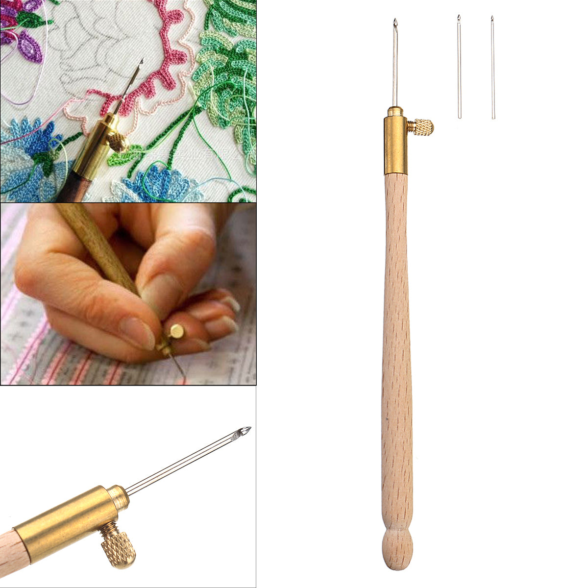  Tool Kit Tambour Hook with 3 Needles 70 90-100 Embroidery  Beading Crochet Set Getting Started with Tambour Embroidery (Haute Couture  Embroidery Series),Tambour Hook Needles Tools Sequins Bead Neddle