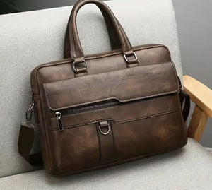 Vintage PU Leather Business Briefcase Messenger Bag Handbag For Men Travel Work Computer Bag Crossbody Shoulder Pack