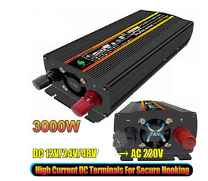 3000W Pure Sine Wave Car Inverter Power Inverter DC 12V/24V/48V/60V To AC 220V Socket Converter for Car Home Outdoor