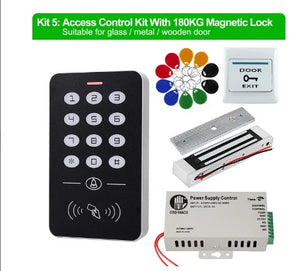 OBO Hands Door Access Control System Kit RFID Keypad + Power Supply + Electric 180KG Magnetic Lock Strike Door Locks for Home