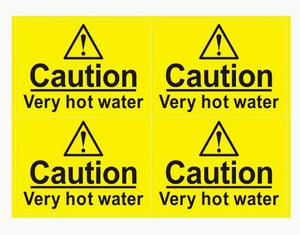 4-Pack Caution Very Hot Water Warning Stickers, 7.62x5.08 cm All-Purpose PVC Labels for Office, School, Public Areas, Water Dispenser - Durable, Waterproof, Self-Adhesive Vinyl Safety Signs