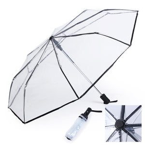 Transparent Fashion Full Automatic Three Folding Rain Umbrellas