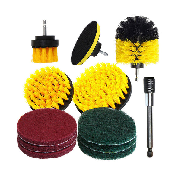 12Pcs Electric Drill Cleaning Brush With Sponge And Extend Attachment Tile Grout Power Scrubber Tub Cleaning Brush