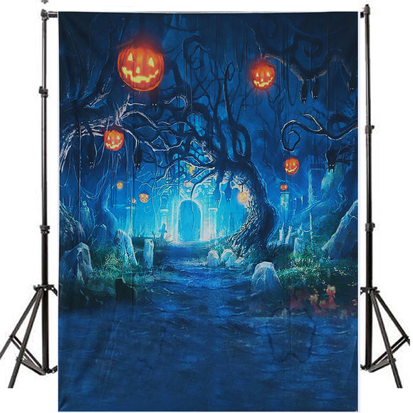 5x7FT Halloween Decor Pumpkin Light Wall Photography Studio Backdrop Background