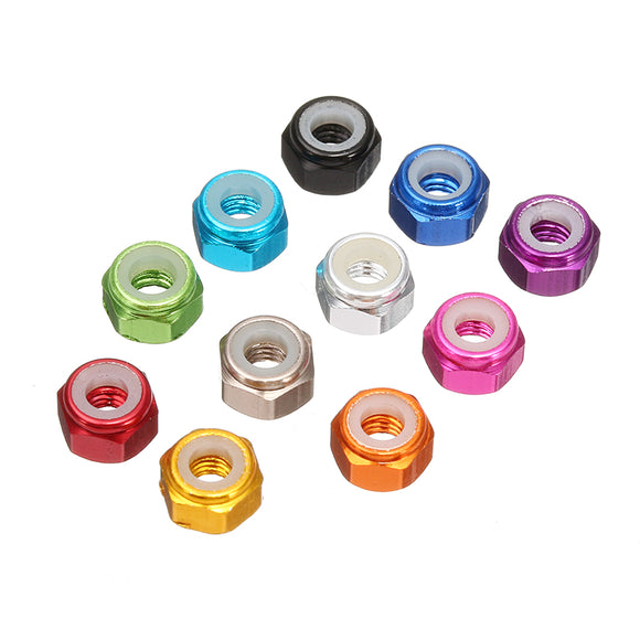 Suleve M2AN1 10Pcs M2 Self-locking Nylon Nut Aluminum Alloy Multi-color