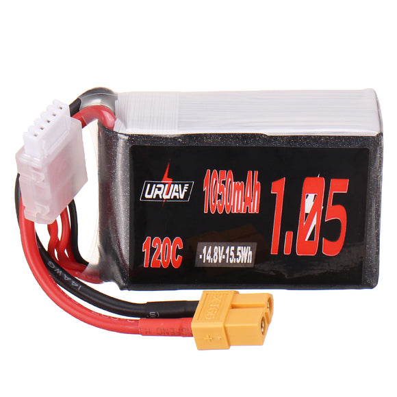 URUAV 14.8V 1050mAh 120C 4S Lipo Battery XT60 Plug for RC FPV Racing Drone