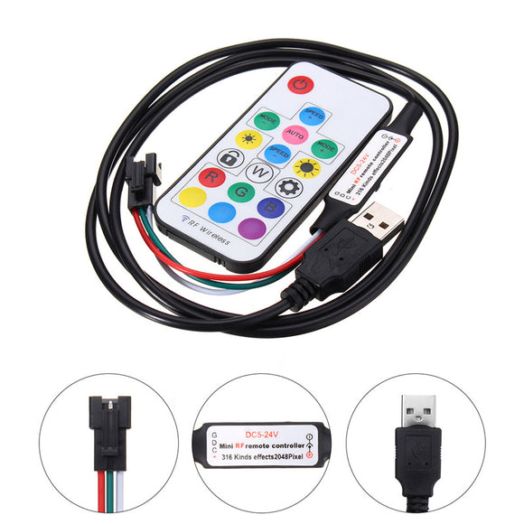 Mini USB 17 Keys Remote Controller for WS2811 WS2812B LED Strip Light DC5-24V