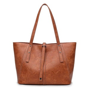 Women Vintage Pu Leather Tote Casual Handbag