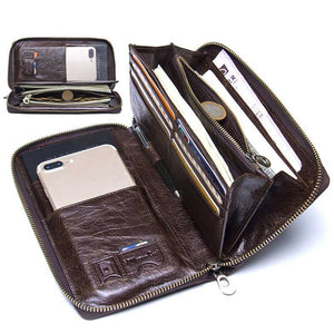 Men Multifunction Purse Pen Holder Phone Holder Zipper Pocket Large Capacity Business Wallet