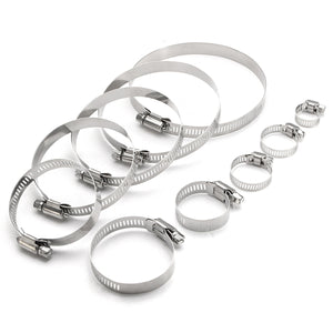 10Pcs 6mm-114mm Stainless Steel Hose Pipe Clips Clamps Fasteners Assorted