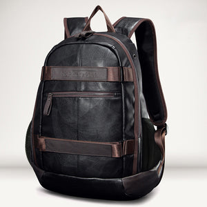 Men Faux Leather Outdoor Fashion Large Capacity Backpack Laptop Bag