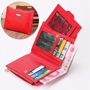 Women Genuine Leather Wallet Small Zipper Pu Leather Coin Card Holder Purse