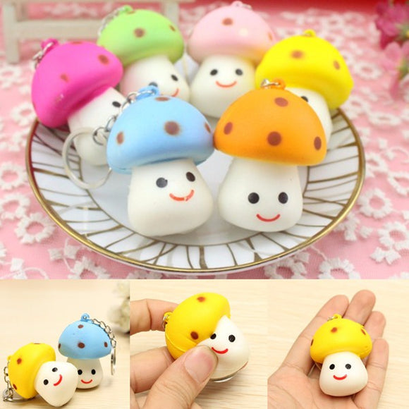 Squishy Mushroom Little Cute Toy Scented Key Chain Phone Bag Strap Pendant Decor Gift