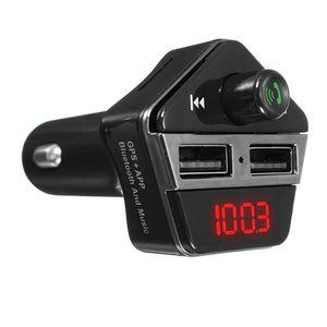 Bakeey 2.4A Dual USB GPS Bluetooth MP3 Car Handsfree FM Transmitter Car Charger For Phone Tablet