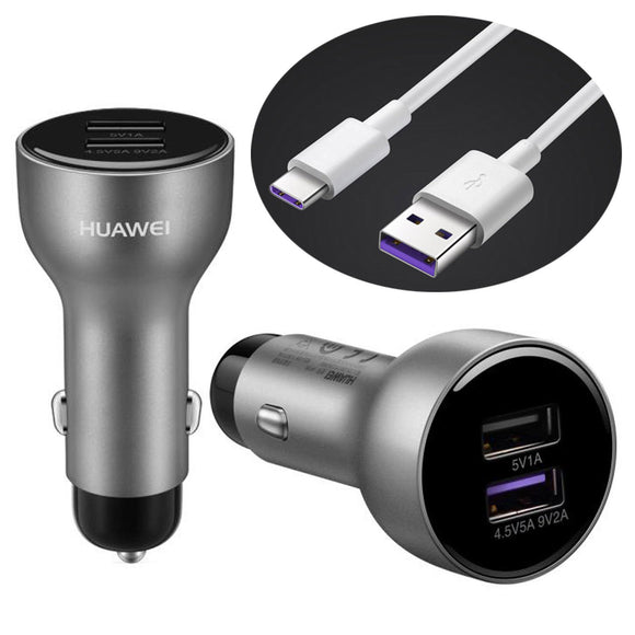 HUAWEI AP38 Quick Charge Car Charger Fast Charging Dual USB + Type C Cable