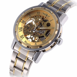 Classic Hand Wind Mechanical Watch Golden Case Classic Romen Skeleton Men Wartch