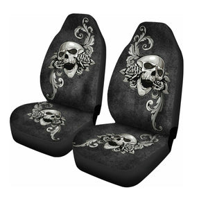 Universal Front Car Seat Cover Skull Car Seat Cover Floor Mats Full Set