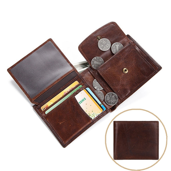 Vintage Genuine Leather Large Capacity Tri-fold 11 Card Slots Coin Bag Wallet For Men