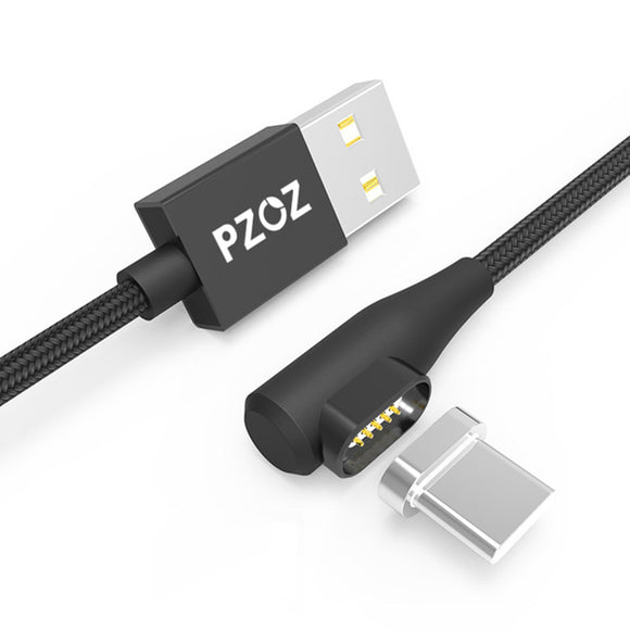 PZOZ 2A 90 Degree Elbow Magnetic QC3.0 Super Fast Charging Type C Micro USB  Data Cable For Xiaomi Mi8 Mi9 HUAWEI P30 Pro Pocophone