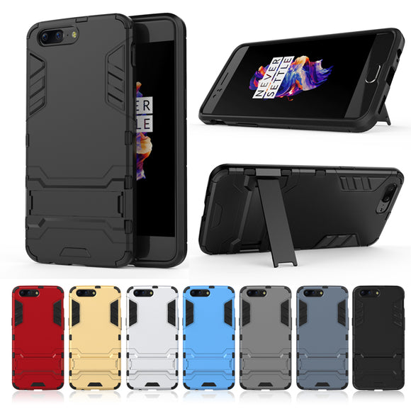 Hybrid Armor Stand Hold TPU & PC Back Protective Case For OnePlus 5