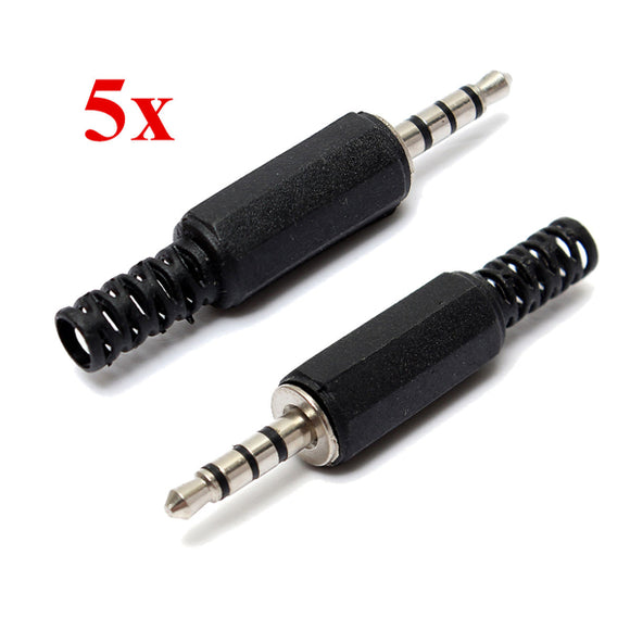 5Pcs 3.5mm 4 pole Stereo Audio Male Female Plug Jack Connector solder