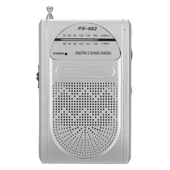 PS-662 Slim Portable AM/FM 88-108MHz Telescopic Antenna World Receiver Pocket Radio