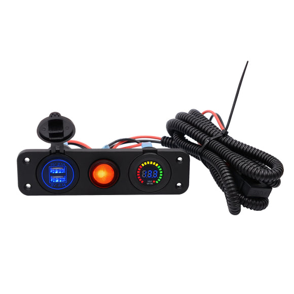 5V 4.2A 22W LED Colorful Volt Meterr Dual Usb Charger Waterproof Switch Panel Marine Car Boat Motorcyc