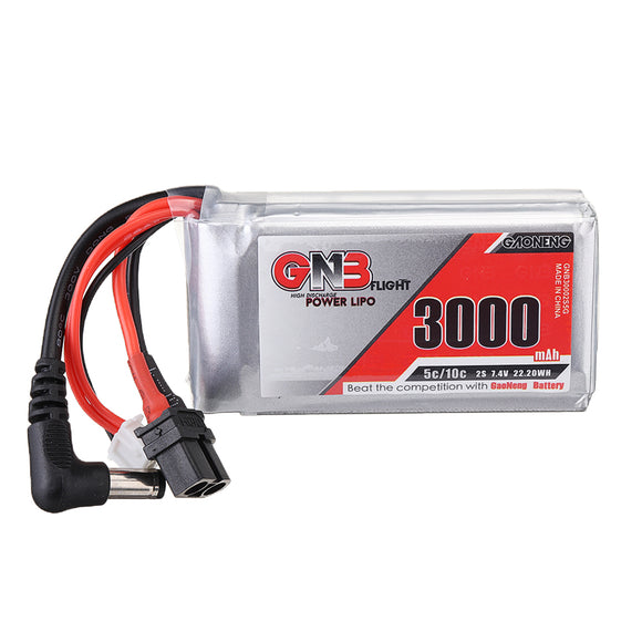 Gaoneng GNB 7.4V 3000mAh 5C 2S DC5.5/XT60U-F Plug Lipo Battery For FPV Goggles