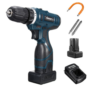 Lomvum 25V Li-Ion Cordless Electric Hammer Power Drills Driver Hand Kit 2 Speed LED