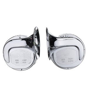 Pair 12V 110dB Chrome Dual Tone Air Snail Horn For Car Van Motorcycle Universal