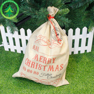 Hot Sale 1pc Santa Sacks  Drawstring Canvas Santa Sack Large Vintage Christmas Gift Bag