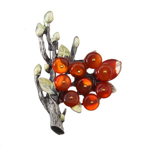 Vintage Branches Natural Agate Gem Brooch Pin