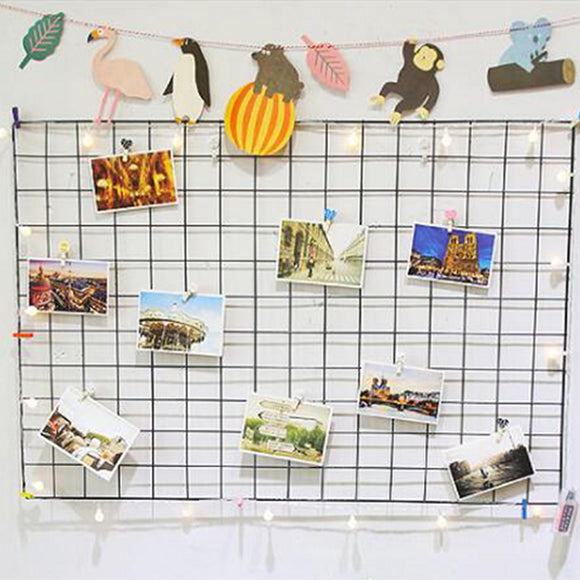 Multi-Function Metal Mesh Grid Panel Decorations Photo Wall Holder Art Display