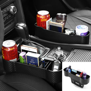 Carbon Fiber Plastic Car Seat Crevice Storage Organizer Caddy Catcher Box Seat Slit Pocket