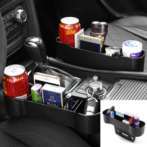 Carbon Fiber Plastic Car Seat Crevice Storage Organizer Caddy Catcher Box Seat Slit Pocket