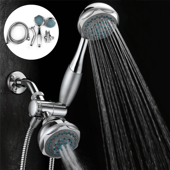 Multifunction Double Head Top Rainfall Shower Head Set with Three Ways Water Valve