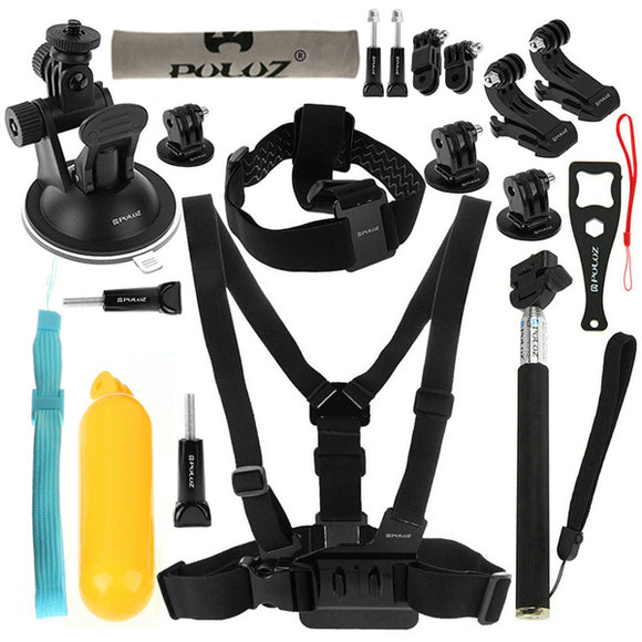 PULUZ Harness Chest Belt Head Mount Strap Monopod for Xiaomi Yi Gopro Camera Accessories Set