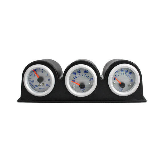 52mm 3 in 1 Triple Turbo Boost Water Temperature Oil Pressure Gauge Meter