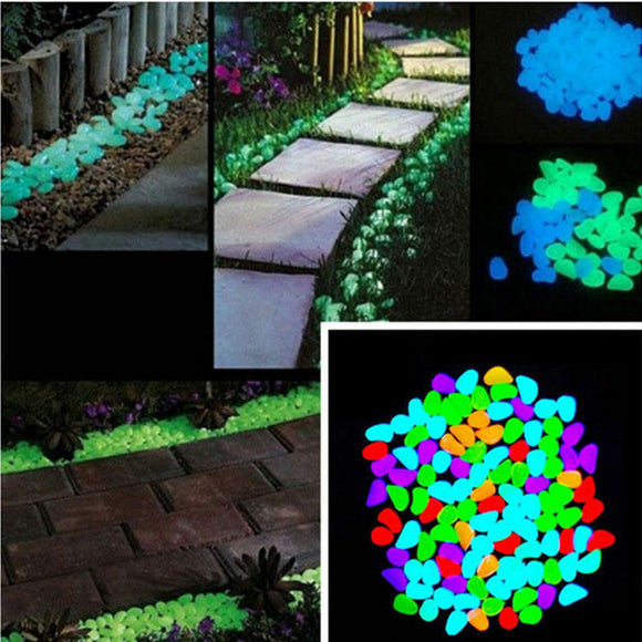 100Pcs/Set Luminous Glow Pebble Stones Aquarium Garden Walkway Rock Home Decorations