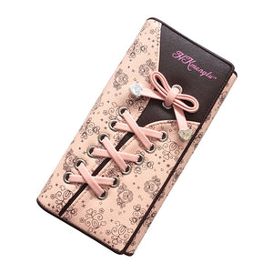 Women Bandage Floral Long Wallet Card Holder Phone Case For Iphone Xiaomi