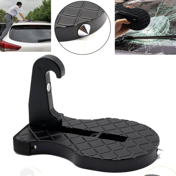 Guitar Shape Folding Car Doorstep Hook Latch Ladder Easy Access to Car Rooftop with Safety Hammer