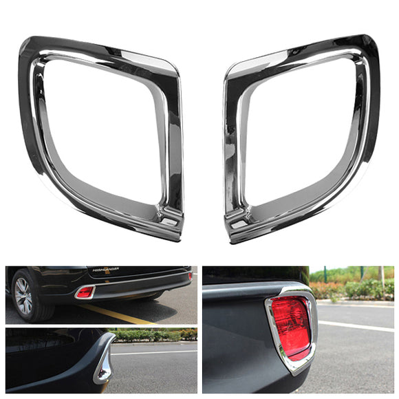 Pair of Chrome Rear Fog Light Lamp Covers For Toyota Highlander 2014 2015