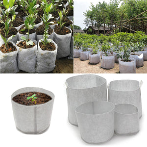 10Pcs Eco-Friendly Round Fabric Pot Planting Pouch Root Grow Aeration Container Seedling Bag Box