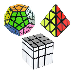 Magic Cube Set of 3 Speed Cube Cone Megaminx Silver Mirror Magic Puzzle