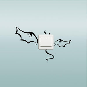 Honana Creative Devil Bat Switch Sticker Cartoon Bat Vinyl Wall Sticker Home Decor Wallpaper