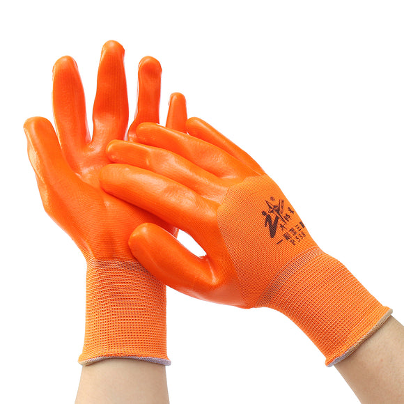 12 Pairs Orange PVC Heavy Duty Chemical Resistant Gauntlets Safety Work Gloves