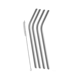 4 Pcs Stainless Steel Bent Drinking Straw For Yeti 20oz Tumbler With 1 Pc Cleaning Cleaner Brush