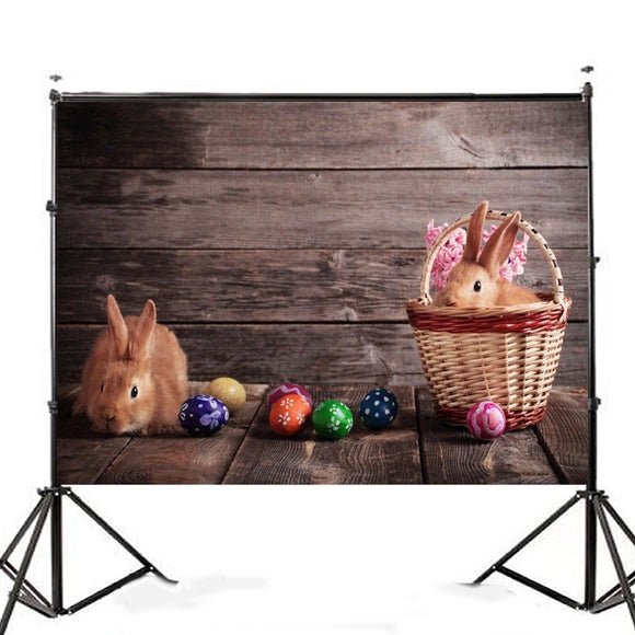 7x5FT Cute Rabbits Easter Eggs Photography Backdrop Studio Prop Background