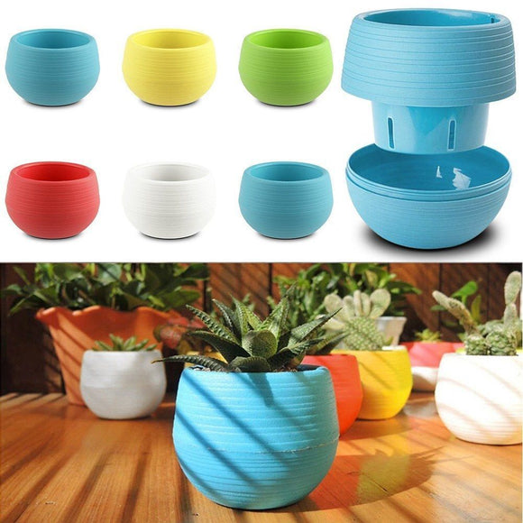 Honana HG-GP2 Colorful Cute Plant Flower Pot Mini Plastic Round Planter Garden Supplies