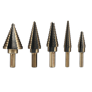 5pcs HSS Step Cone Drill Bit Set High Speed Steel Hole Cutter